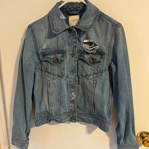 Hidden Distressed Jean Jacket